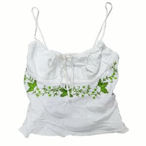 Y2k Fairycore Cami Milkmaid Top Ivy Embroidered White Ceinora - Small